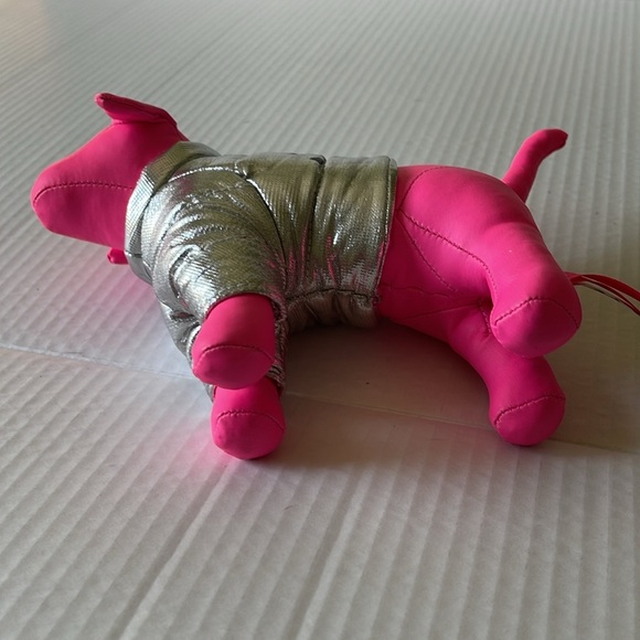 Victoria’s Secret Pink Neon Pink Dog With Silver Jacket Love Pink - Picture 3 of 4